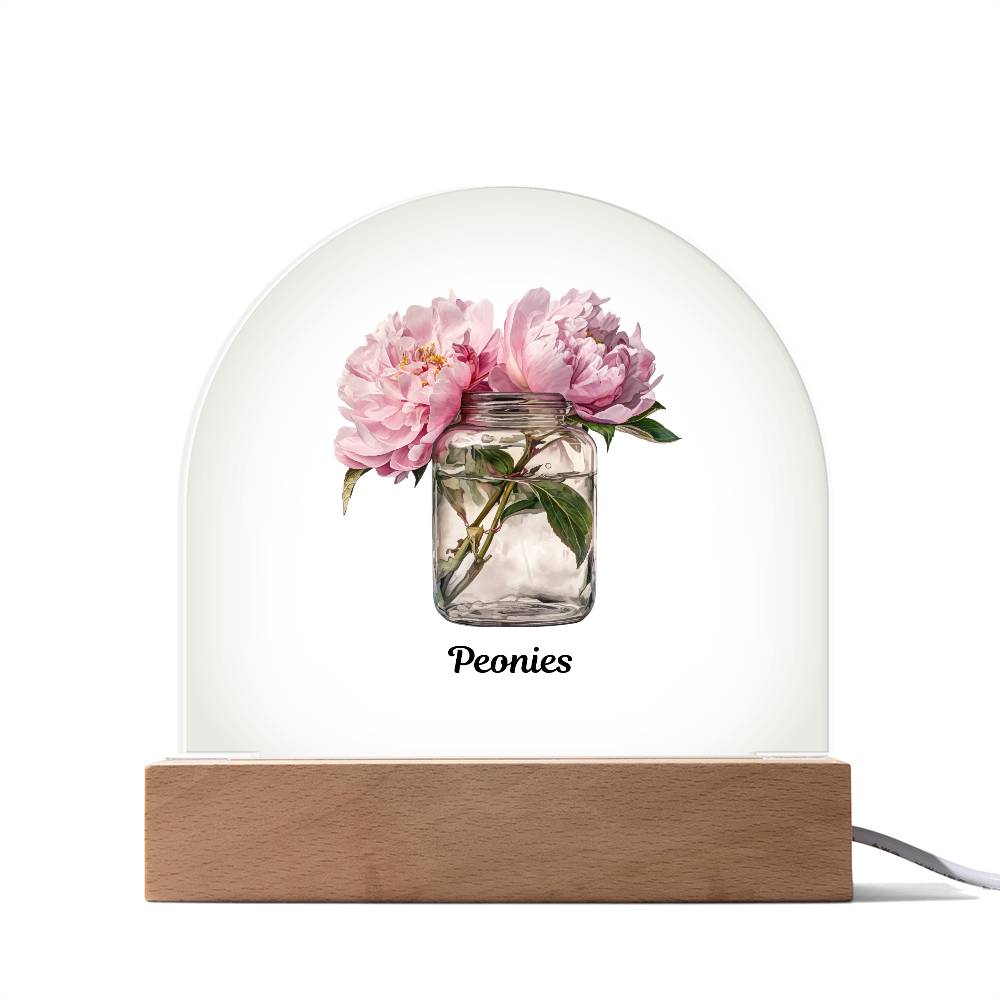 Peonys in a Jar Flowers In A Jar Forever Bouquet Domed Acrylic Plaque & Night Light For Emma