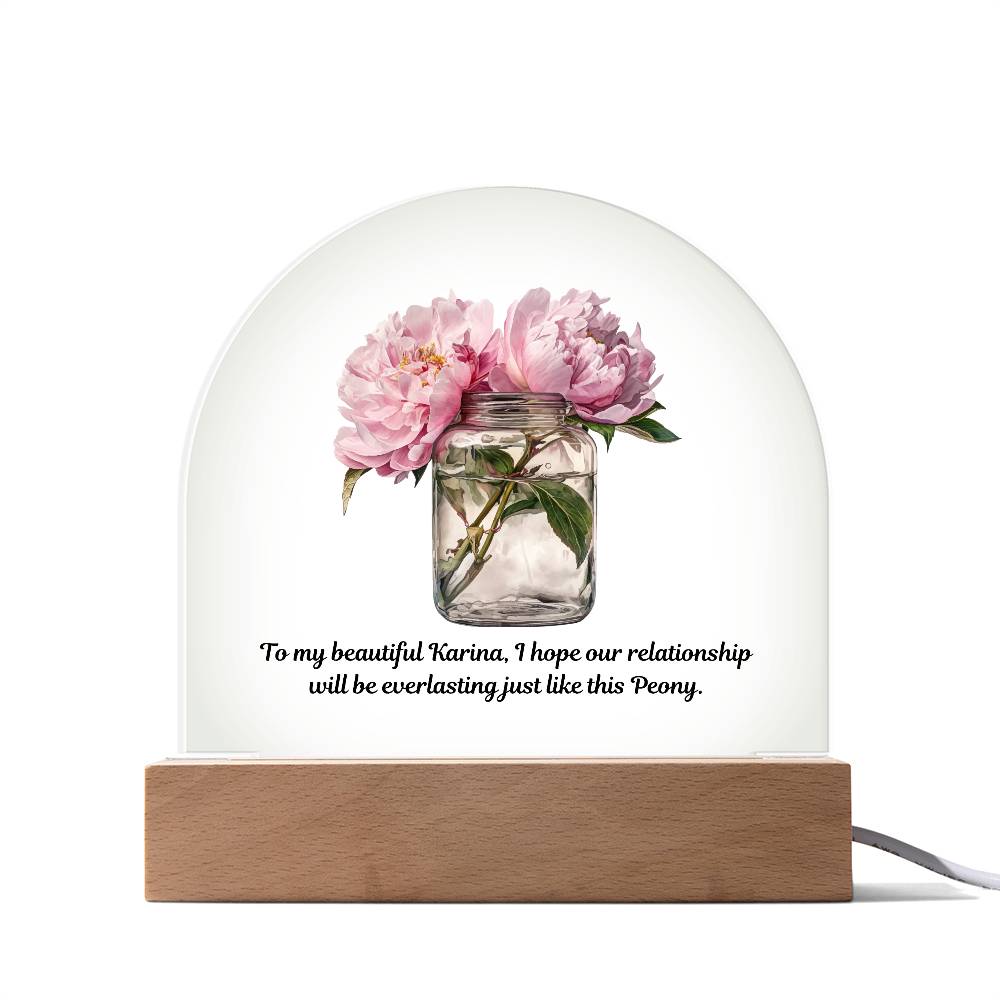 Peonys in a Jar Flowers In A Jar Forever Bouquet Domed Acrylic Plaque For Karina