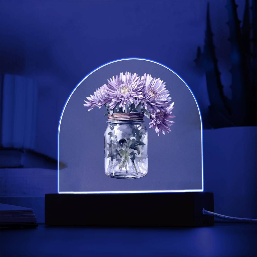 Asters in a Jar Flowers In A Jar Forever Bouquet Domed Acrylic Plaque & Night Light