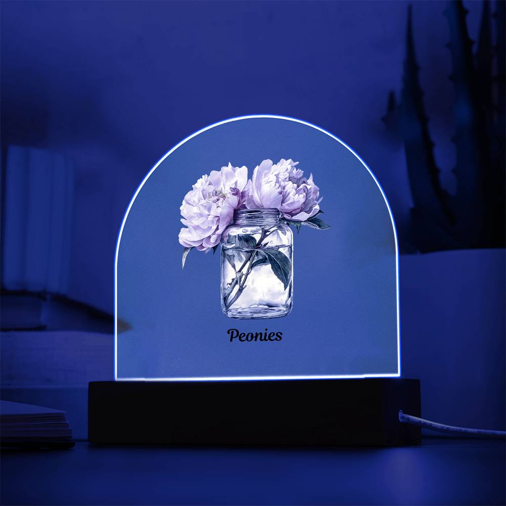 Peonys in a Jar Flowers In A Jar Forever Bouquet Domed Acrylic Plaque & Night Light For Emma