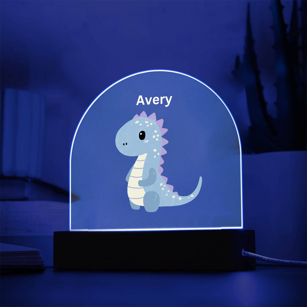 Personalized Dinosaur Acrylic Plaque Dome Night Light