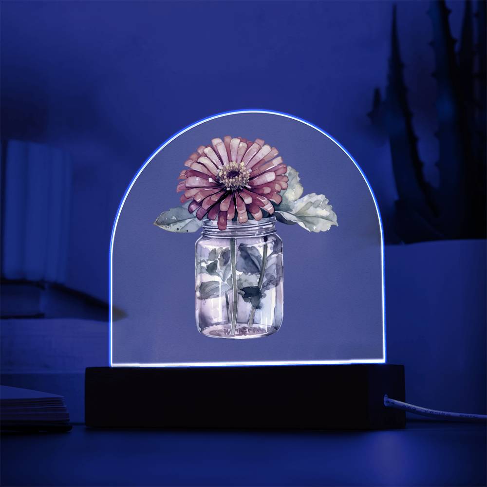 Zinnias in a Jar Flowers In A Jar Domed Forever Bouquet Acrylic Plaque & Night Light