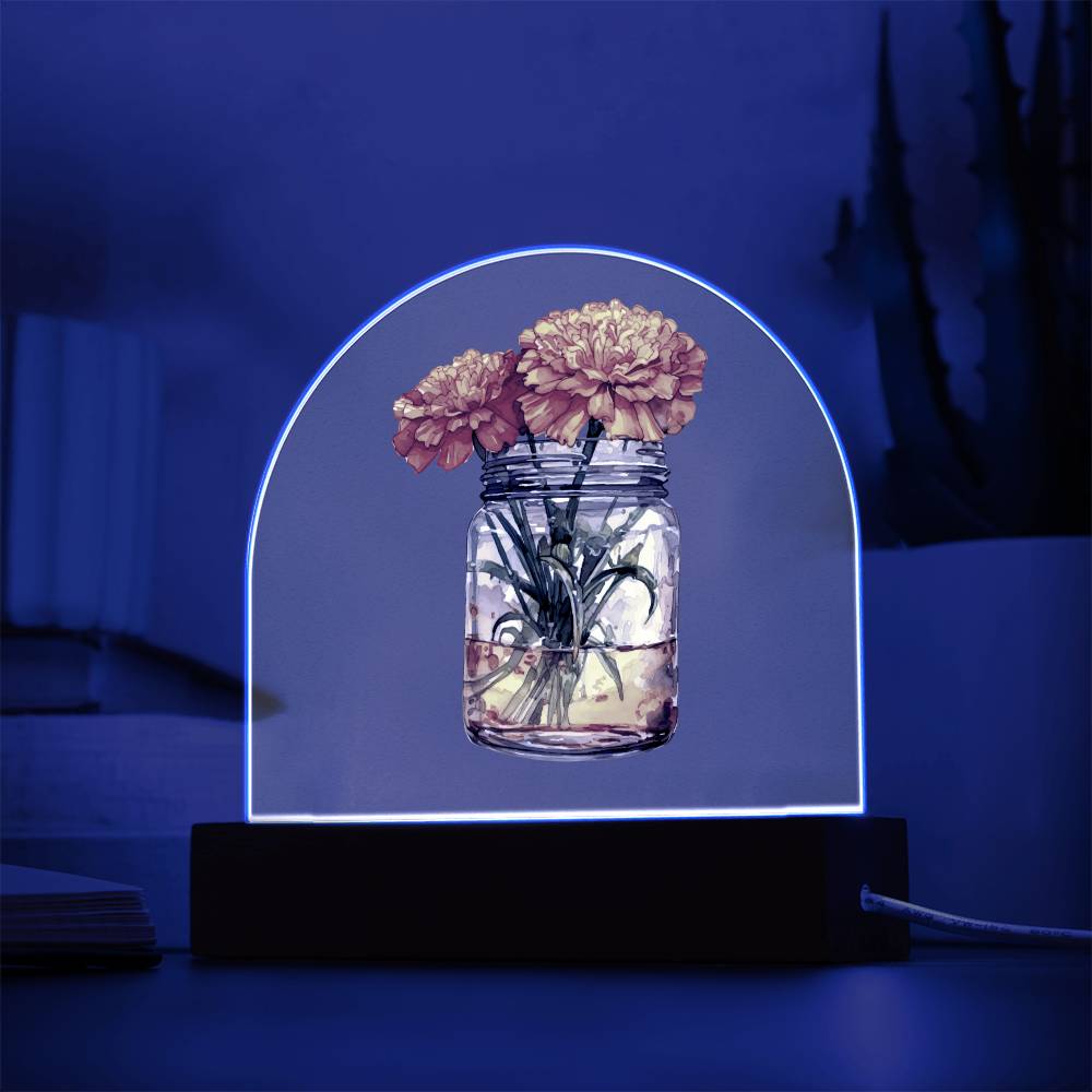 Marigolds in a Jar Flowers In A Jar Forever Bouquet Domed Acrylic Plaque & Night Light