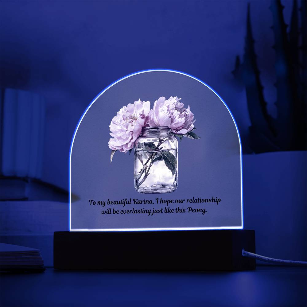 Peonys in a Jar Flowers In A Jar Forever Bouquet Domed Acrylic Plaque For Karina