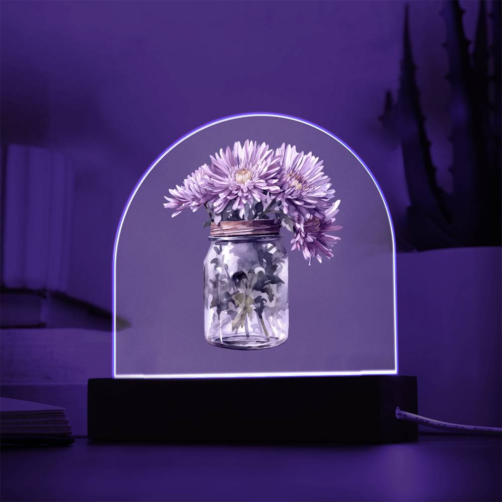 Asters in a Jar Flowers In A Jar Forever Bouquet Domed Acrylic Plaque & Night Light