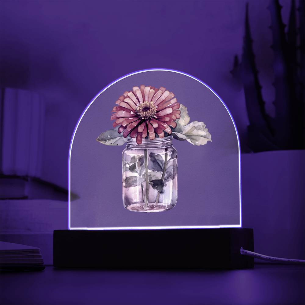 Zinnias in a Jar Flowers In A Jar Domed Forever Bouquet Acrylic Plaque & Night Light