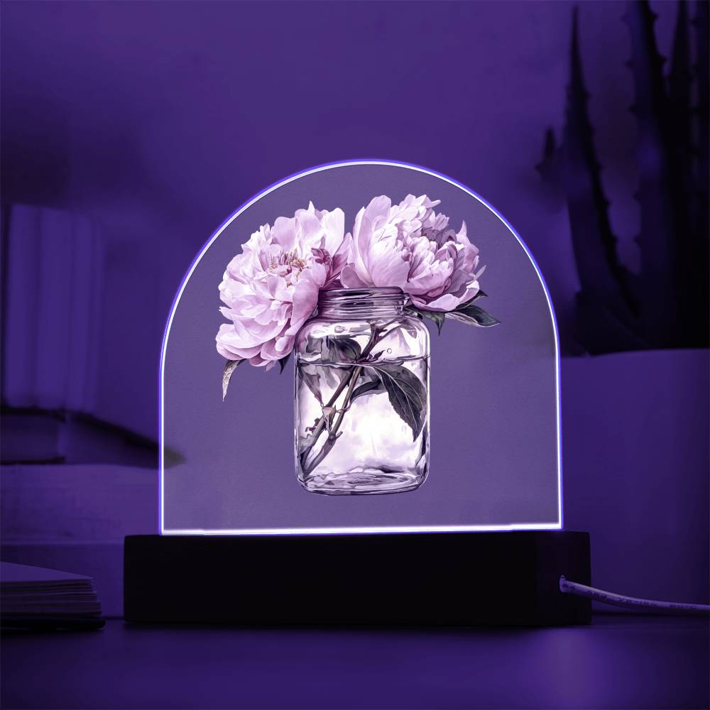 Peonys in a Jar Flowers In A Jar Forever Bouquet Domed Acrylic Plaque & Night Light