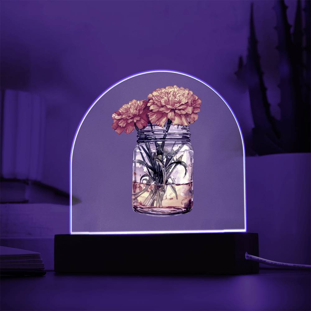 Marigolds in a Jar Flowers In A Jar Forever Bouquet Domed Acrylic Plaque & Night Light