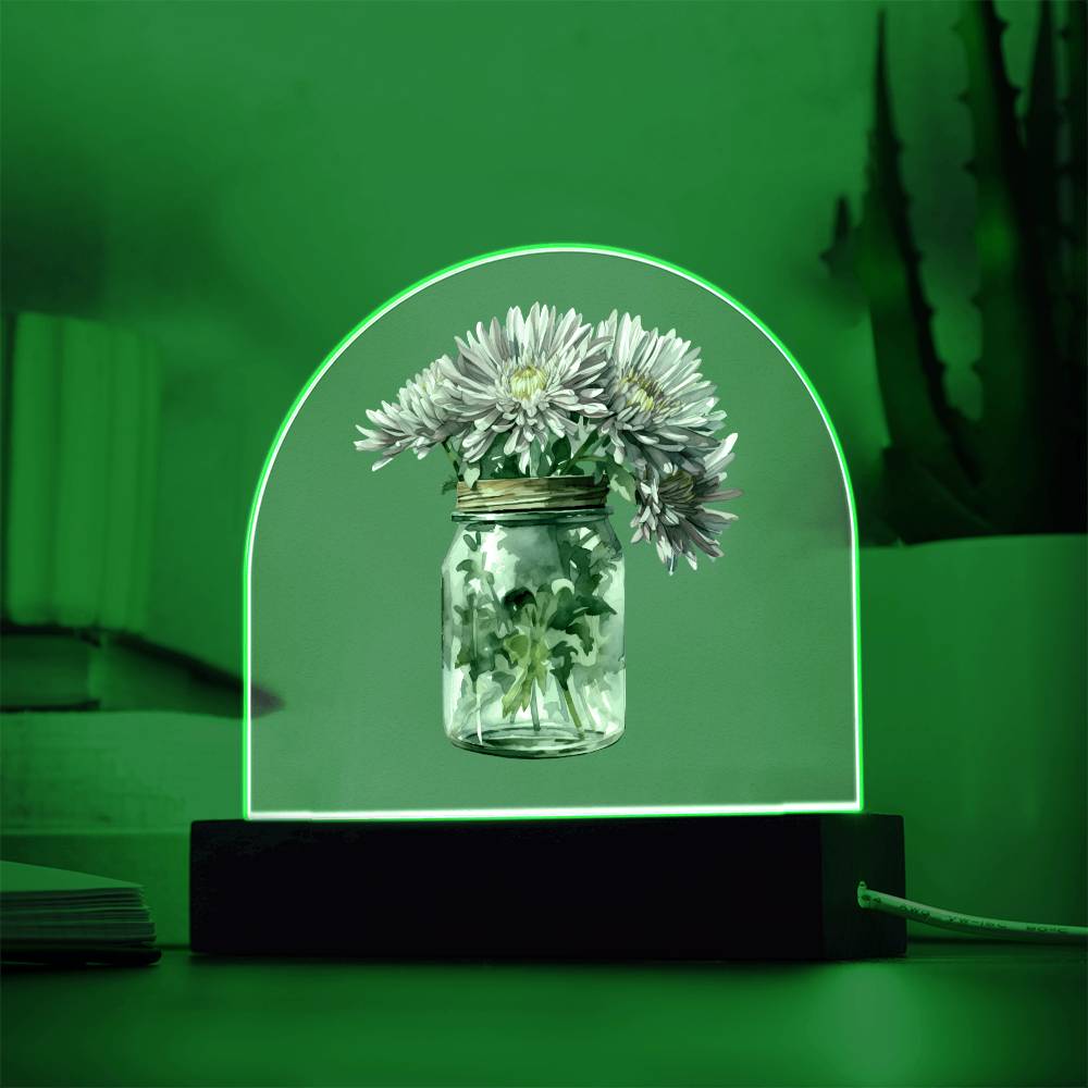 Asters in a Jar Flowers In A Jar Forever Bouquet Domed Acrylic Plaque & Night Light