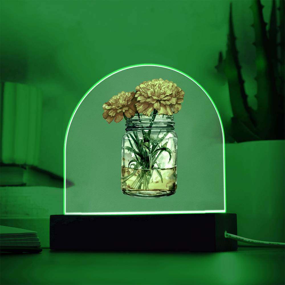 Marigolds in a Jar Flowers In A Jar Forever Bouquet Domed Acrylic Plaque & Night Light