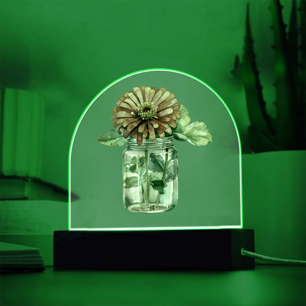 Zinnias in a Jar Flowers In A Jar Domed Forever Bouquet Acrylic Plaque & Night Light