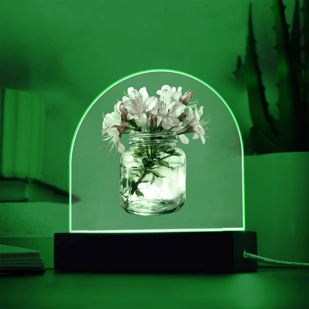 Lilys in a Jar Flowers In A Jar Forever Bouquet Domed Acrylic Plaque & Night Light