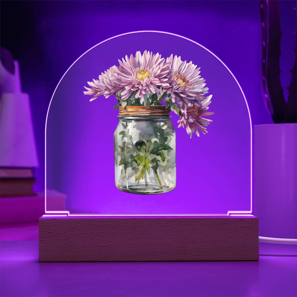 Asters in a Jar Flowers In A Jar Forever Bouquet Domed Acrylic Plaque & Night Light