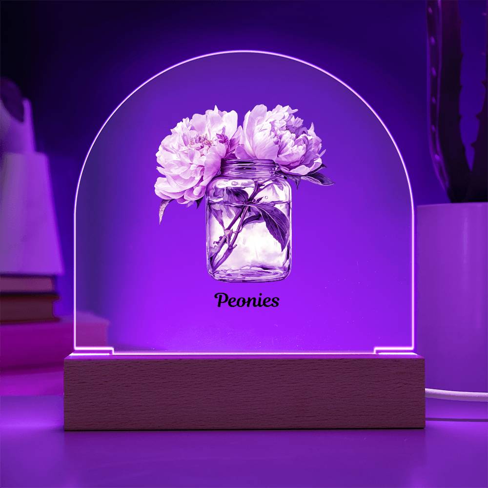 Peonys in a Jar Flowers In A Jar Forever Bouquet Domed Acrylic Plaque & Night Light For Emma