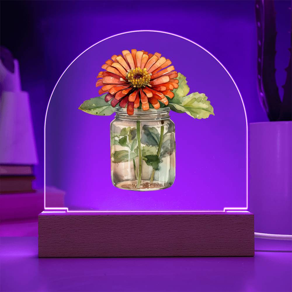 Zinnias in a Jar Flowers In A Jar Domed Forever Bouquet Acrylic Plaque & Night Light