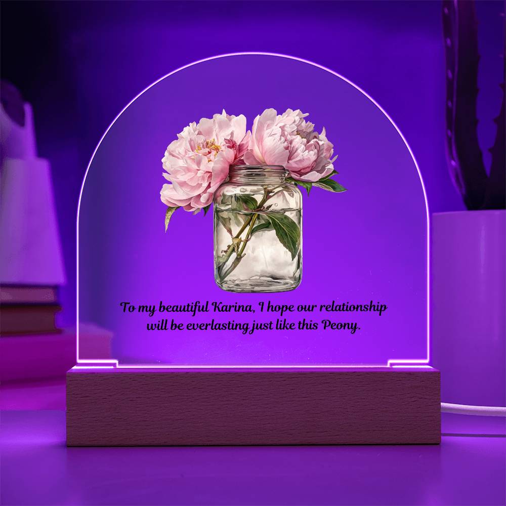 Peonys in a Jar Flowers In A Jar Forever Bouquet Domed Acrylic Plaque For Karina