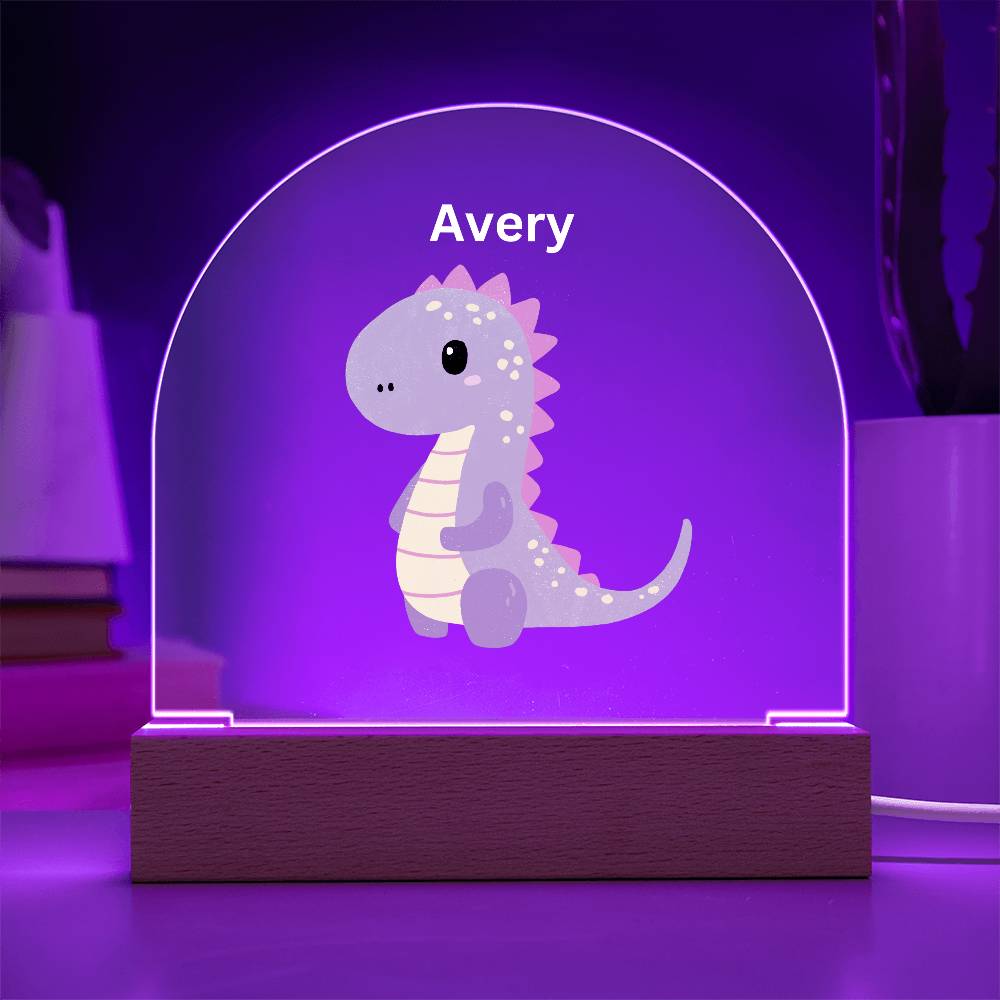 Personalized Dinosaur Acrylic Plaque Dome Night Light