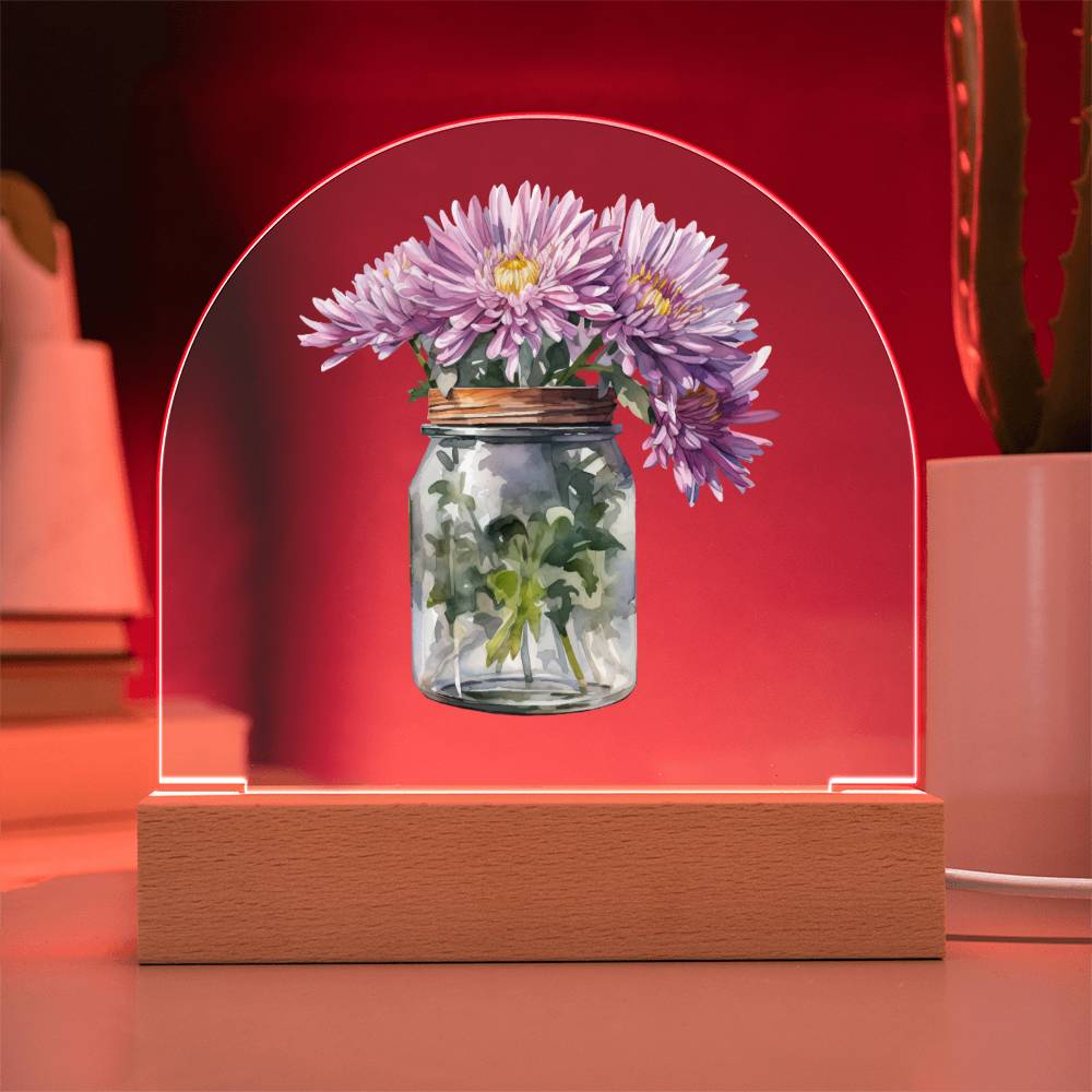 Asters in a Jar Flowers In A Jar Forever Bouquet Domed Acrylic Plaque & Night Light