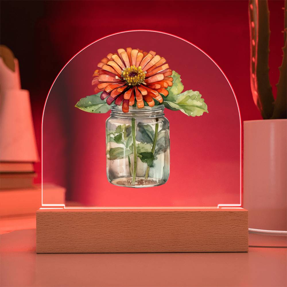 Zinnias in a Jar Flowers In A Jar Domed Forever Bouquet Acrylic Plaque & Night Light