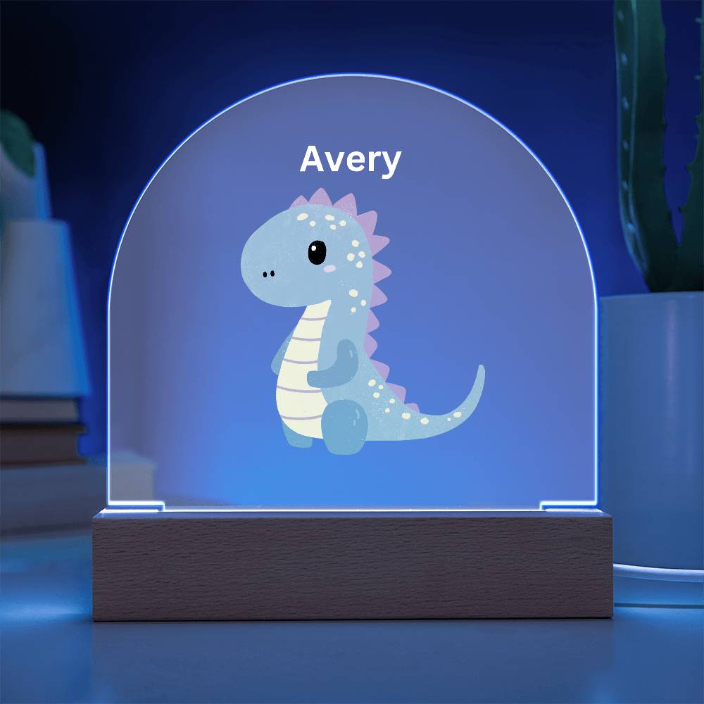 Personalized Dinosaur Acrylic Plaque Dome Night Light