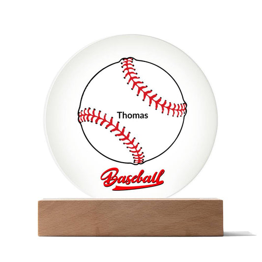 Personalized Baseball Acrylic Circle Night Light