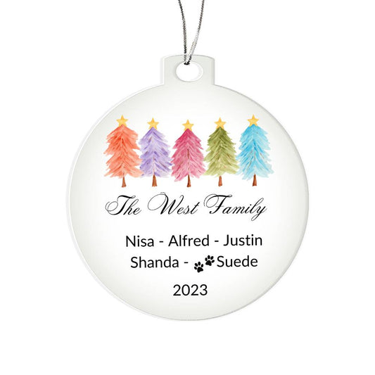 2023 Keepsake Personalized Family Name - Colorful Trees Ornament