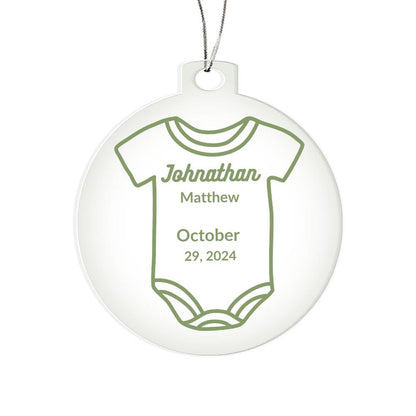 Personalized Baby Onsie Ornament - Baby Johnthan 1st Year