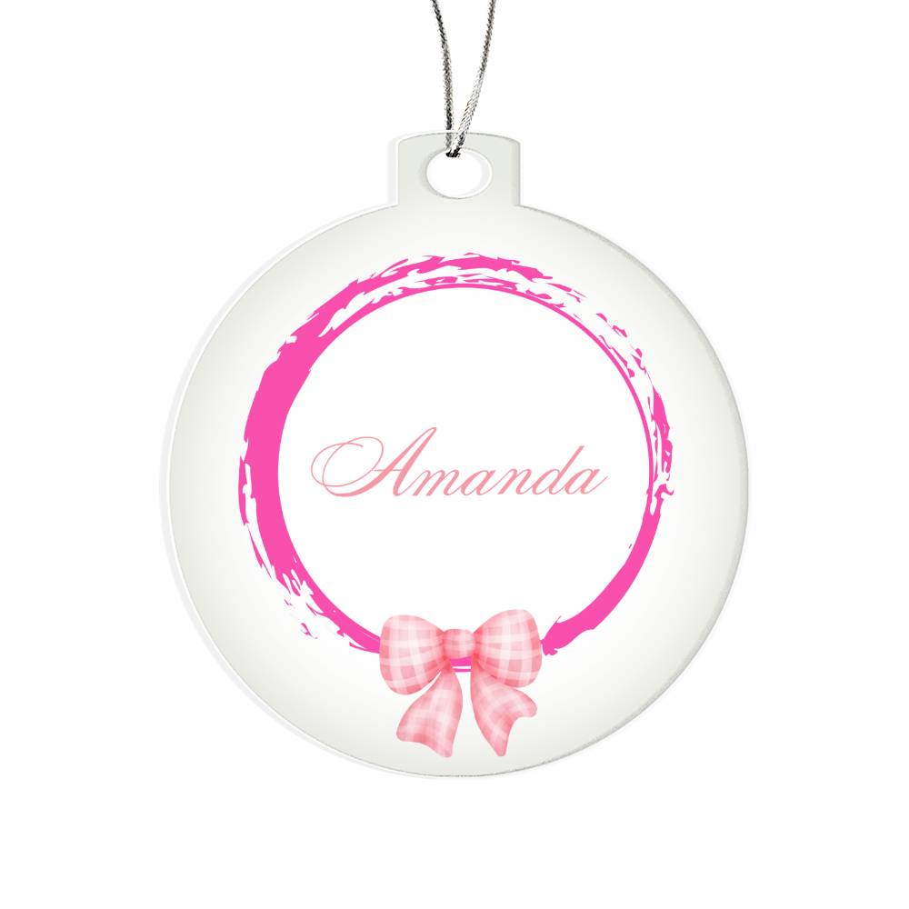 2023 Keepsake Personalized Name Ornament - Pink Bow