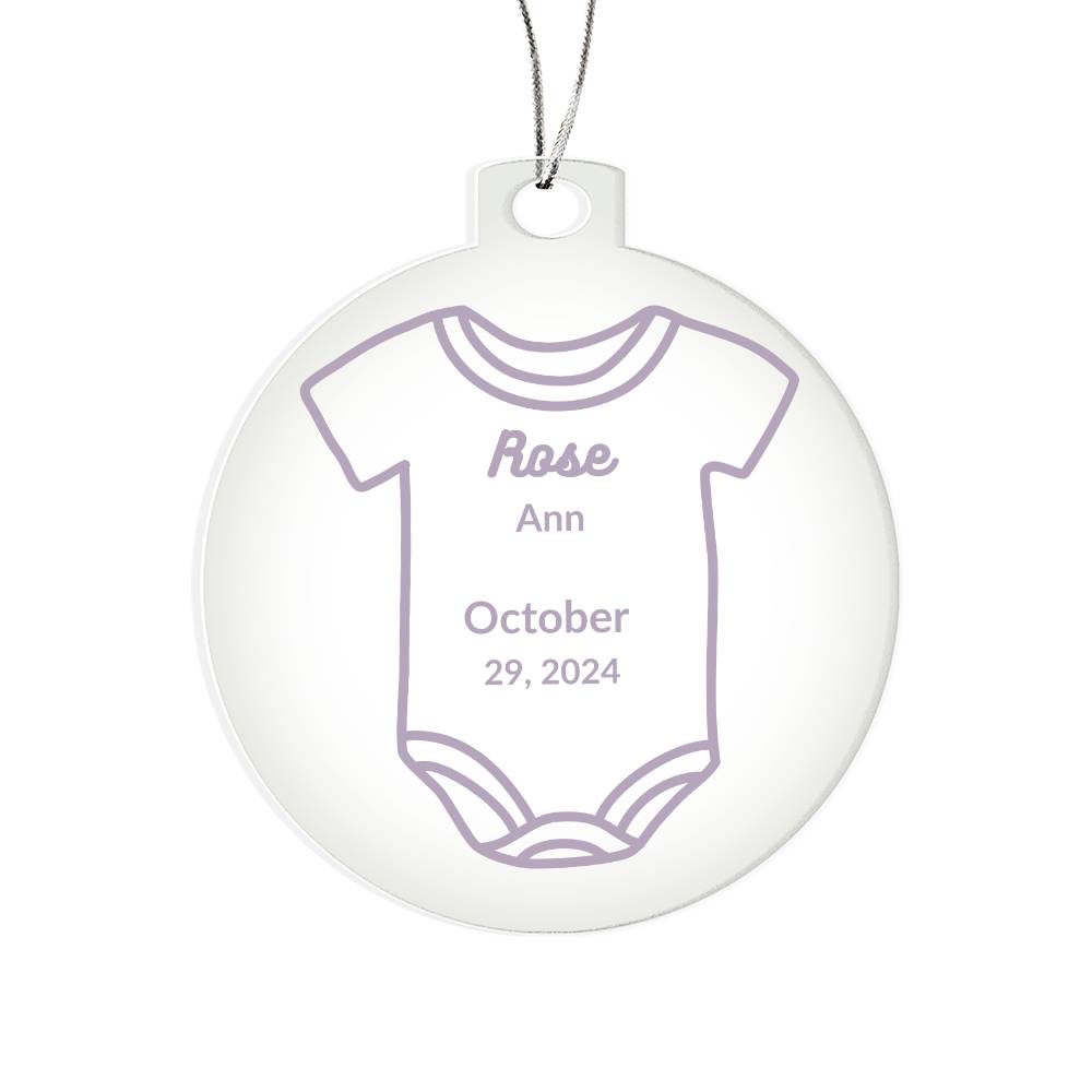 Personalized Baby Onsie Ornament - Baby Rose 1st Year