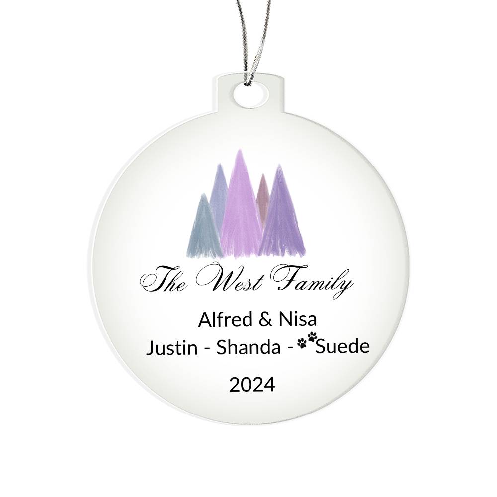 2024 Keepsake Personalized Family Name - Purple Trees Ornament