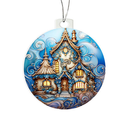 Blue Artic House Christmas Ornament - Vintage Inspired