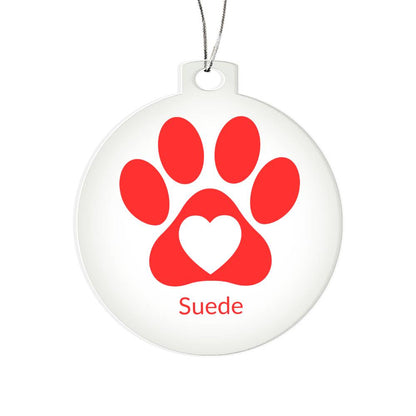 Paw Print Red - Acrylic Christmas Ornament