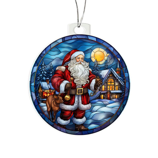 Santa Treking Christmas Ornament - Vintage-Inspired