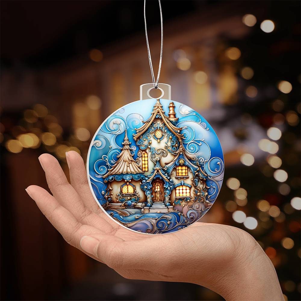 Blue Artic House Christmas Ornament - Vintage Inspired