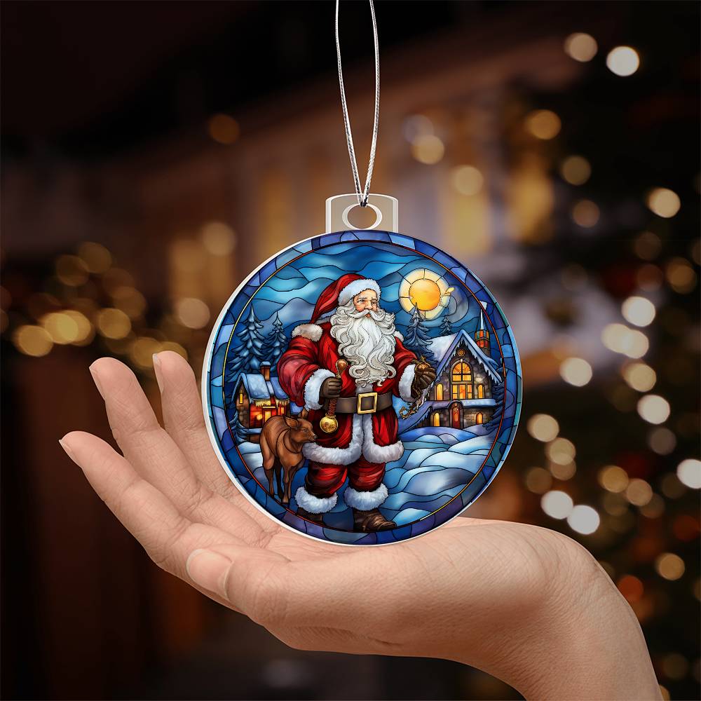 Santa Treking Christmas Ornament - Vintage-Inspired