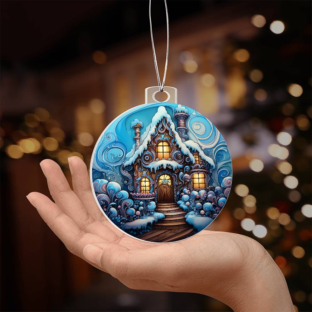 Snowy House Christmas Ornament - Vintage-Inspired