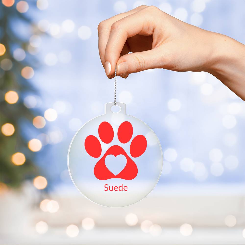 Paw Print Red - Acrylic Christmas Ornament