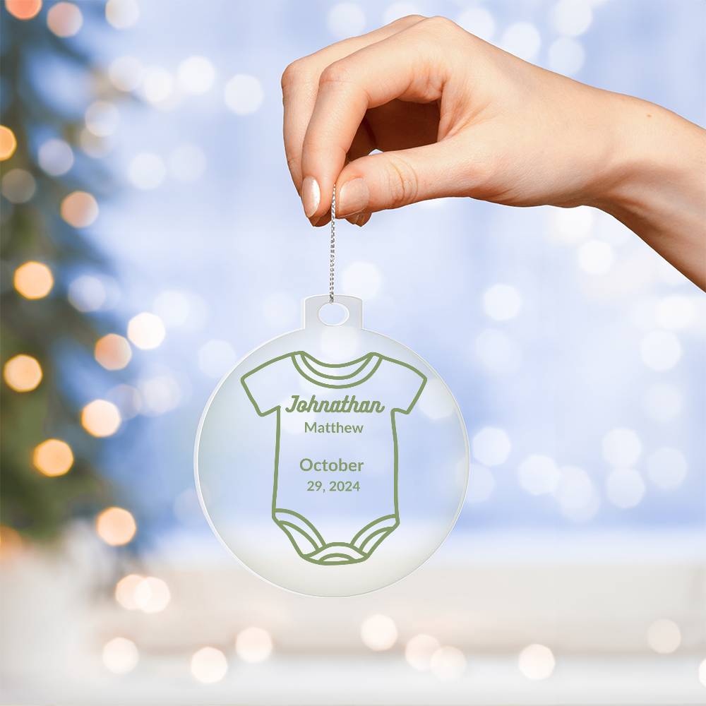 Personalized Baby Onsie Ornament - Baby Johnthan 1st Year