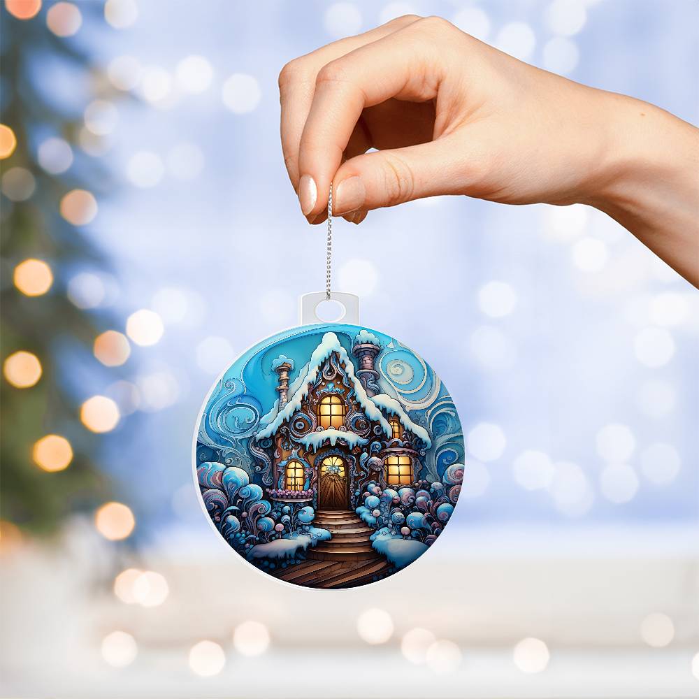 Snowy House Christmas Ornament - Vintage-Inspired