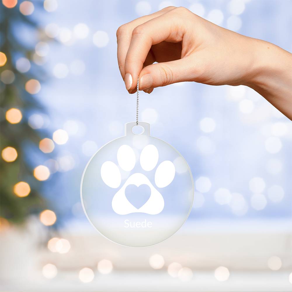 Paw Print White - Acrylic Christmas Ornament