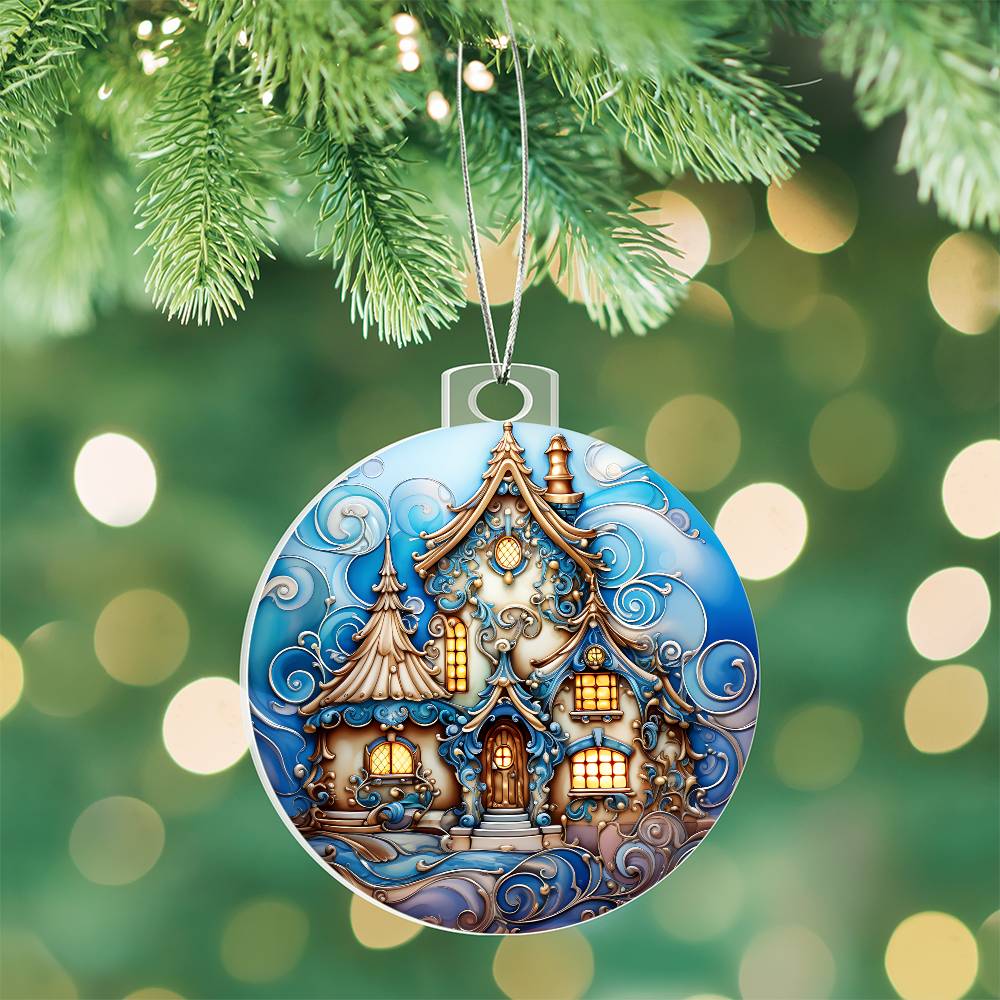 Blue Artic House Christmas Ornament - Vintage Inspired