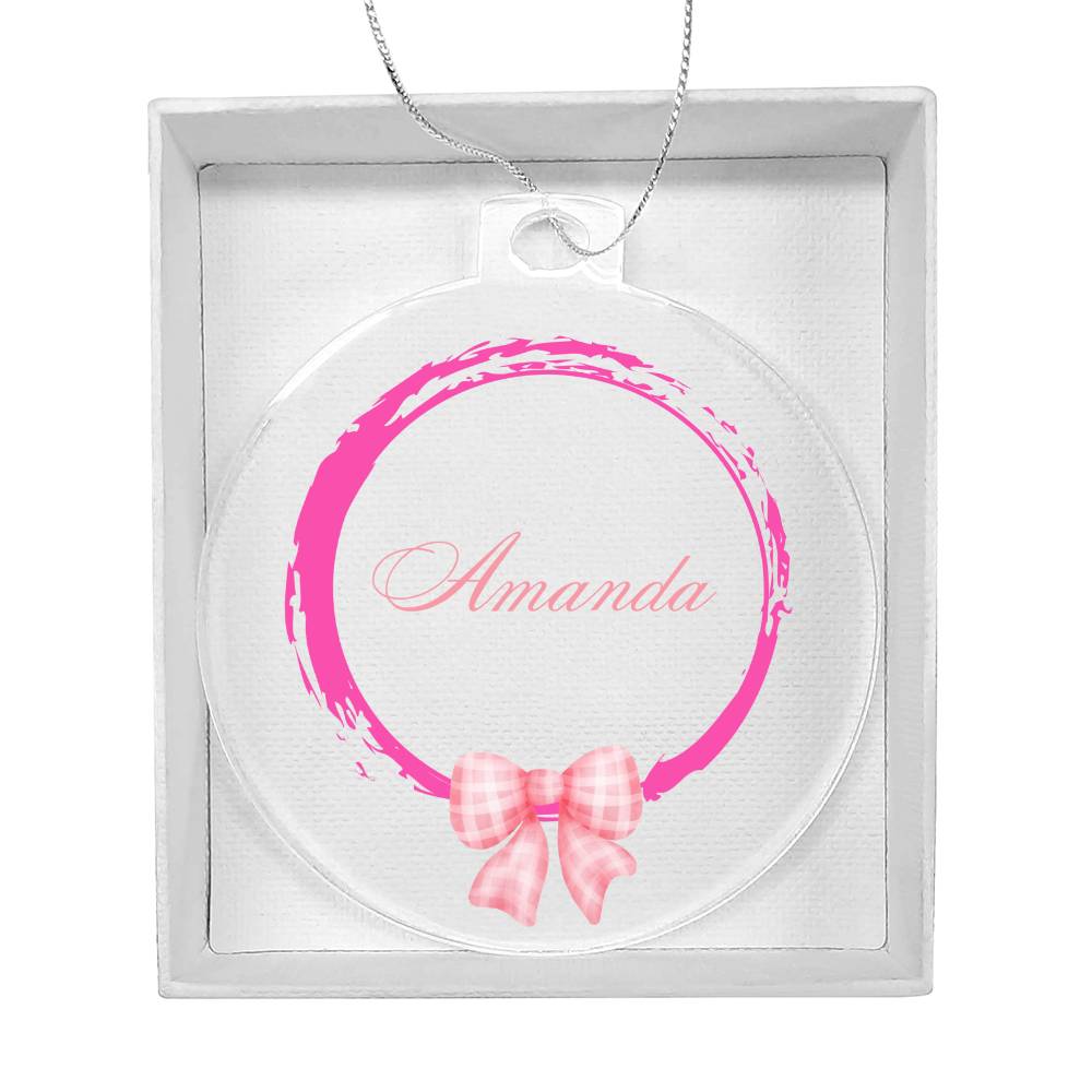 2023 Keepsake Personalized Name Ornament - Pink Bow