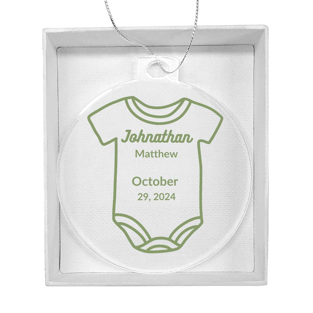 Personalized Baby Onsie Ornament - Baby Johnthan 1st Year