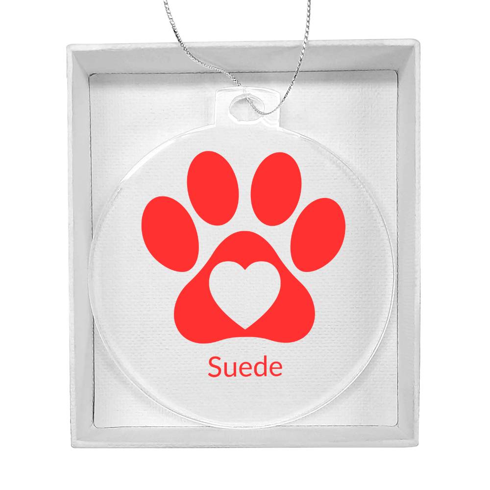 Paw Print Red - Acrylic Christmas Ornament