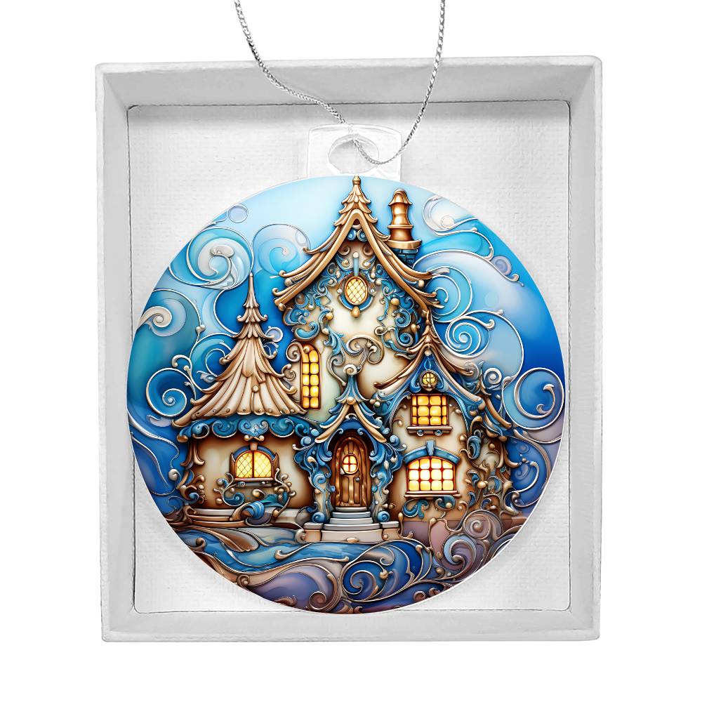 Blue Artic House Christmas Ornament - Vintage Inspired