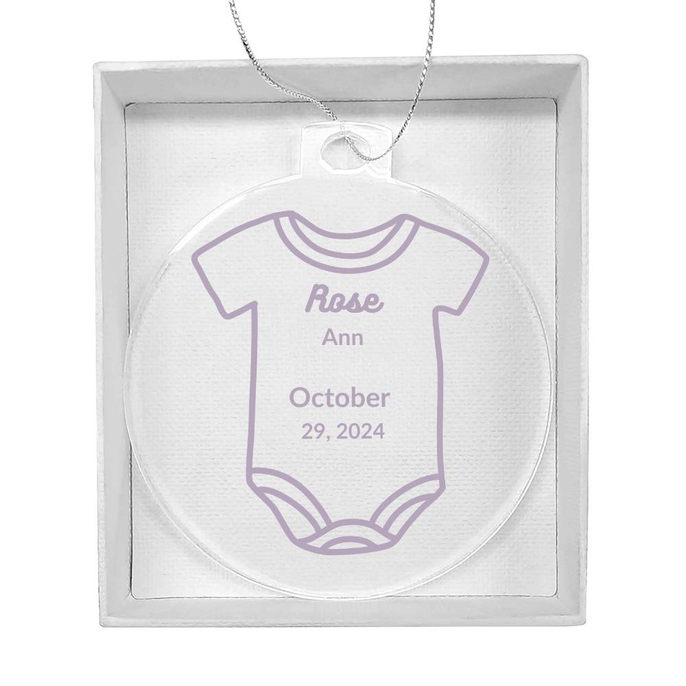 Personalized Baby Onsie Ornament - Baby Rose 1st Year