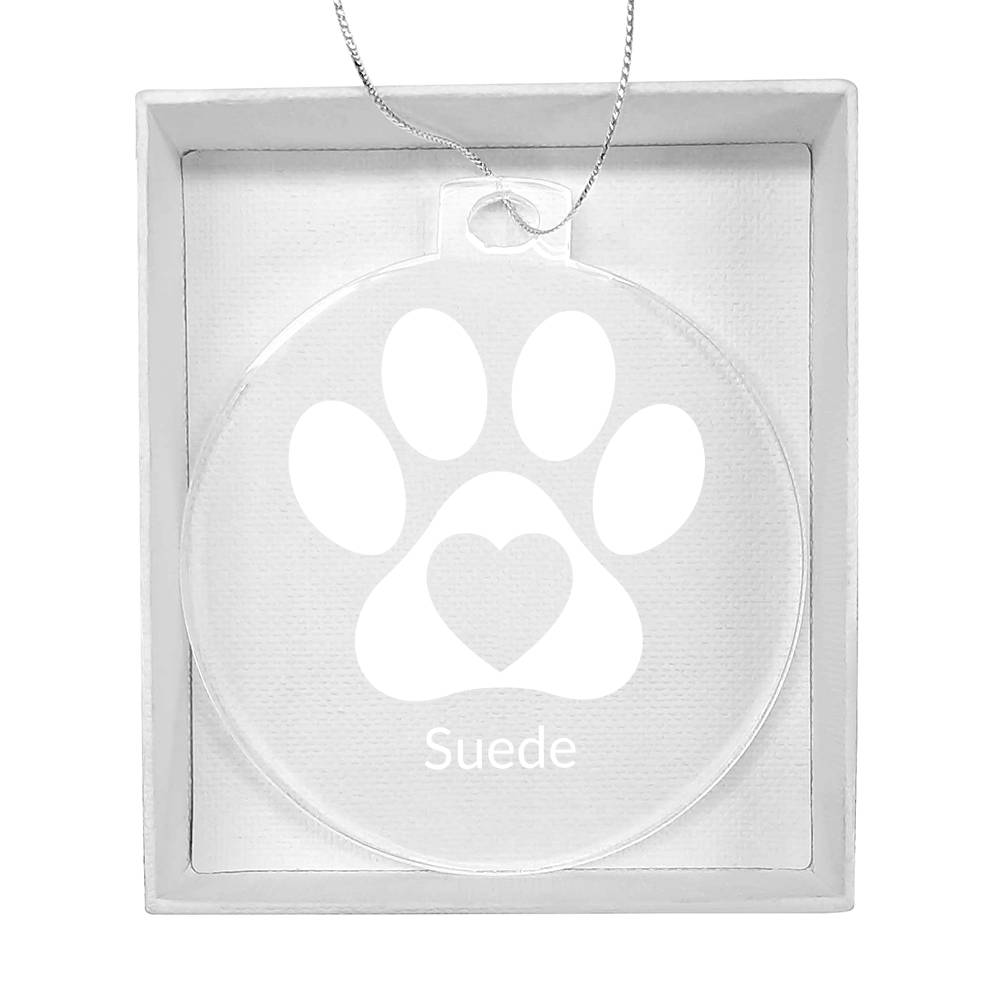 Paw Print White - Acrylic Christmas Ornament