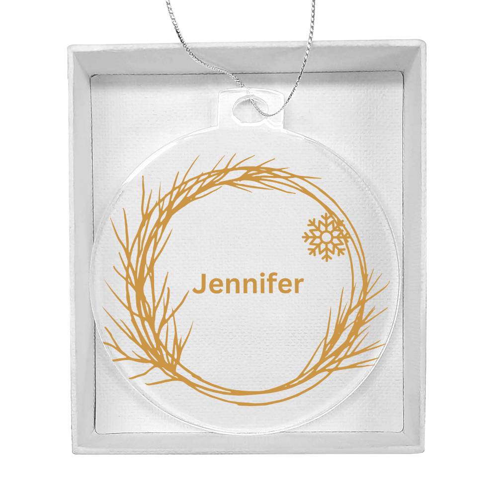 Personalized Name Christmas Tree Ornament - Golden Branches