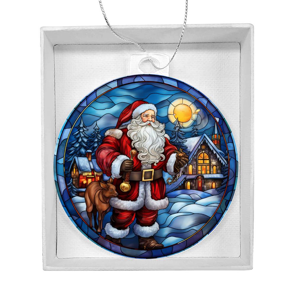 Santa Treking Christmas Ornament - Vintage-Inspired