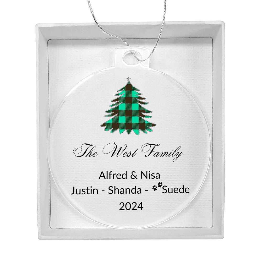 2024 Keepsake Personalized Family Name - Green Tartan Tree Ornament